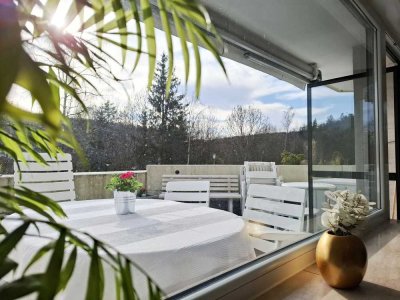 Stilvolle 1,5-Zimmer-Terrassenwohnung mit Terrasse und EBK in Sigmaringen, teilmöbliliert (1 Person)