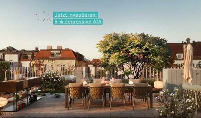 Dachterrassen-Living in VINZENT / Neuhausen: Stil, Wohnkomfort und 140 m² persönlicher Dachgarten