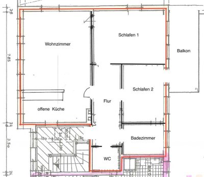 3-Zimmer Altbauwohnung, Balkon, EBK