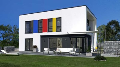 TRAUMHAUS AUF IHEM GRUNDSTÜCK,BAUHAUS-ARCHITEKTUR IN OKAL-DESIGN