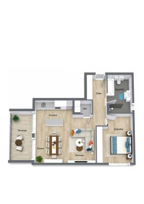 RUHIG & MODERN * 2-Zi WHG * 74QM WOHNOASE mit Terrasse uvm.