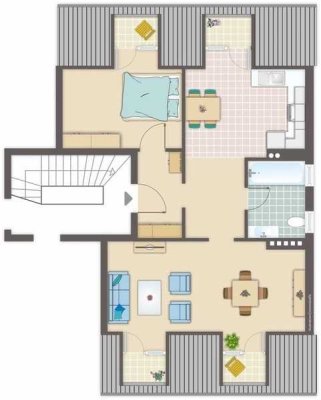 Freundliche 2-Zimmer-DG-Wohnung mit 4 kleinen Balkonen und EBK in Aachen