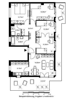 große Fünfzimmerwohnung im Dachgeschoß
