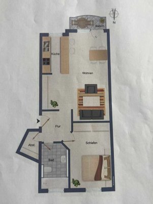 Geschmackvolle 2-Zimmer-Wohnung mit Balkon in Hanau