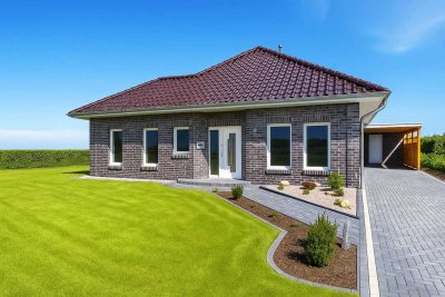 Schlüsselfertiger KfW-55-Neubau-Bungalow mit Carport in zentraler Lage von Wiesmoor