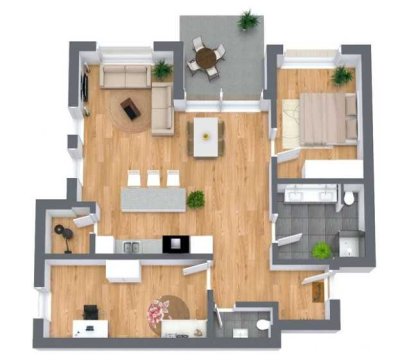 Exklusive 3 Zimmer Erdgeschoss-Wohnung mit hochwertiger Küche, Balkon in TOP-Lage