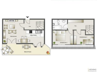 HEMING-IMMOBILIEN -  hübsche Maisonette mit Balkon - Selbstbezug oder Kapitalanlage