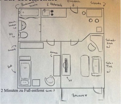 Teilmöbilierte 50 qm2 Wohnung in sehr schöner Wohnanlage