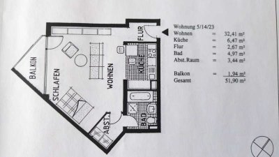 Schöne und gepflegte 1-Zimmer-Wohnung mit Einbauküche in Weinböhla