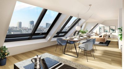 Elegante Dachgeschoßwohnung in 1020 Wien: 5 Zimmer, Terrasse und vollsaniert!