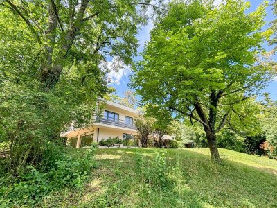 Exklusive Bauhaus-Villa mit Parkgarten &amp; Pool am Waldrand
