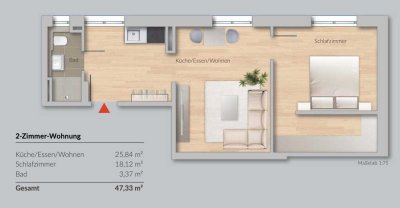 Moderne 2-Zimmer-Wohnung im Steinzeugpark