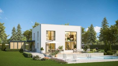 Schöne Flachdach Stadtvilla mit Grundstücksservice von STREIF Haus