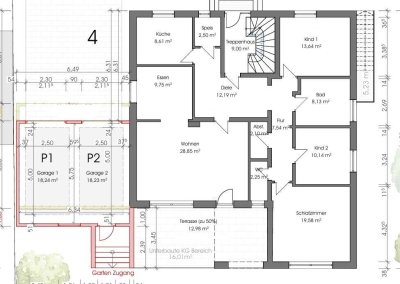 133 qm- Wohnung mit Garten