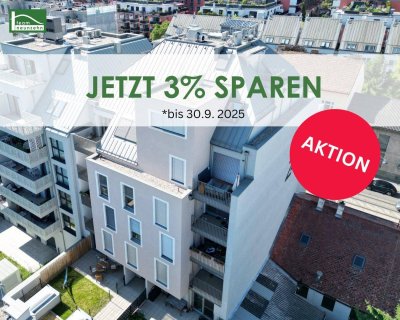 Hochwertiger Erstbezug mit großer Süd-Terrasse in Hofruhelage nahe Kagraner Platz! Küche und top Ausstattung inklusive!