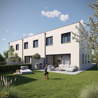 The Oasis! Wunderschönes Eckreihenhaus in Ödt, nahe dem Badesee: 5 Zimmer, Terrasse, Eigengarten, belagsfertig.