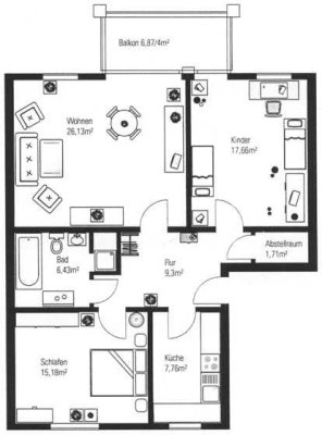 3 Zimmer Privat - NICHTRAUCHERobjekt!