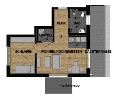 Stilvolle, gepflegte 2-Zimmer-Penthouse-Wohnung mit geh. Innenausstattung mit Balkon und EBK