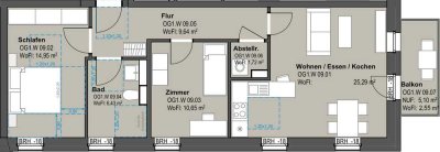 KfW-40: Helle 3-Zi.-Whg. mit Balkon im 1. OG mit Aufzug