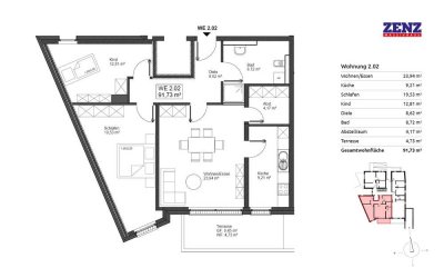 Vermietete 3-Zimmer-Wohnung mit Terrasse