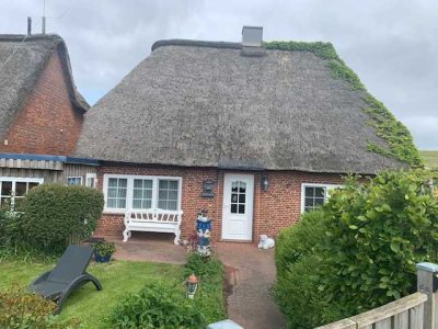 Halbinsel Nordstrand - Romantisches Reetdachhaus direkt am Deich: IHR NEUES FERIENHAUS !