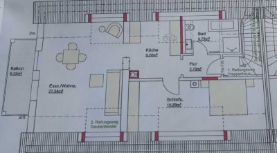 Neu renovierte 2-Zimmer-DG-Wohnung mit Balkon und Einbauküche in Dachau-Süd