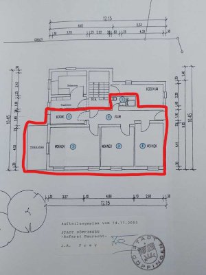 Helle 3-Zimmer Wohnung mit Terrasse in Göppingen
