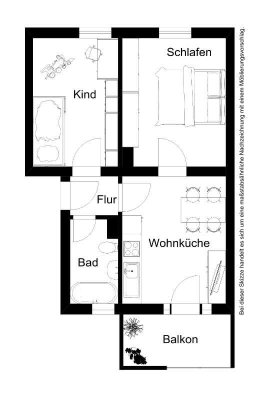 47108/17 Modernisierte 2-Zimmer-Wohnung mit Balkon in Düsseldorf-Mörsenbroich