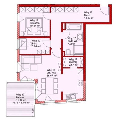 2,5-ZKB OG-Whg. mit 11 m² Süd/West-Balkon, FBH, Aufzug, TG-Stellpl., elektr. Rollläd., Videosprech.!