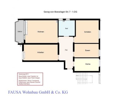 4-ZW mit Flur, sep. Küche, Bad mit BW+DU, Balkon, 1. OG!
