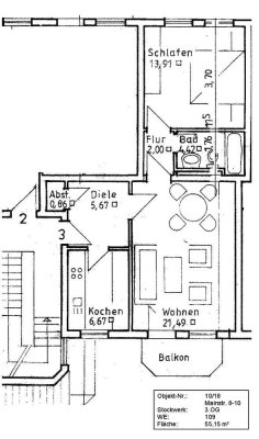 Bürstadt - Zentrale Lage - Renovierte 2-Zimmerwohnung mit 55 m² Wohnfläche