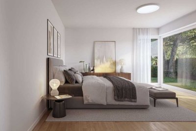 Neubau: Klar geschnittene 2-Zimmer-Gartenwohnung mit Terrasse und zauberhaftem Süd-West-Privatgarten