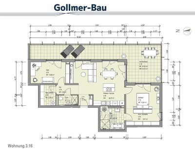 3-Zimmer-Wohnung im Penthouse mit Bad en Suite, Gäste-Dusche und Dachterrasse