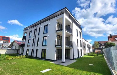 +++NU-Burlafingen, 
2-Zi.-Mietwohnung, 
58,92 m² Wfl., 
EG, Terrasse, Garten, 
Küche, TG+++