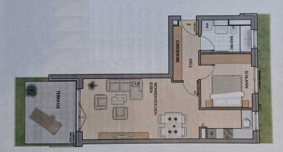 2-Zimmer-Wohnung mit Südterasse, kl. Garten und EBK in Schweitenkirchen