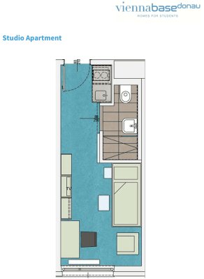 Nachmieter gesucht – Möbliertes Studio-Apartment im Viennabase Donau (Nähe U2 Donaustadtbrücke) – nur für Studierende!