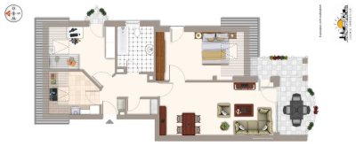 Dachgeschosswohnung mit Einbauküche und Balkon