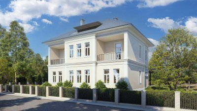Villa mit 3 Wohneinheiten – jetzt noch mitgestalten! Hohe Altbau-Räume, stilvolle Stuckelemente, Fußbodenheizung, Luftwärmepumpe u. v. m.