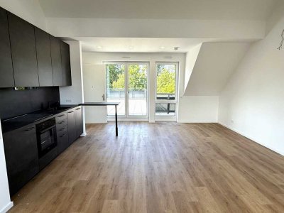 NEUBAU ! Komplett möbliertes Appartement mit riesiger Dachterrasse in Refrath
