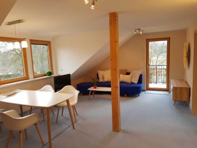 Sehr helle, ruhige, möblierte Dachgeschosswohnung (kein Teppich!) befristet