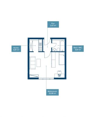 1-Zimmer-Wohnung in Mannheim-Rheinau