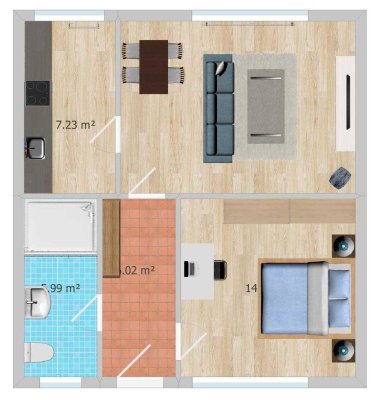 Helle 2-Zimmer-Wohnung in Rech