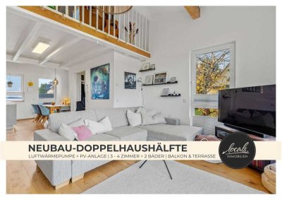 Moderne Neubau-Doppelhaushälfte (KfW 40+) mit Wärmepumpe, PV & Gartenstudio - Einziehen & wohlfühlen