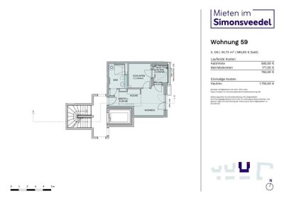 1,5-Zimmer-Neubauwohnung im 3. OG – barrierefrei & ideal für Singles oder Studenten in K-Weidenpesch