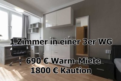 WG Zimmer in Pforzheim Zentrum in möbelierter 3er WG - 550 Meter vom HBF Pforzheim