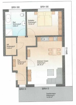 Helle 75m² Penthouse Wohnung 2 Zimmer