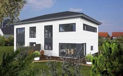Null-Energie-Kosten-Doppelhaushälfte auf schönem Grundstück