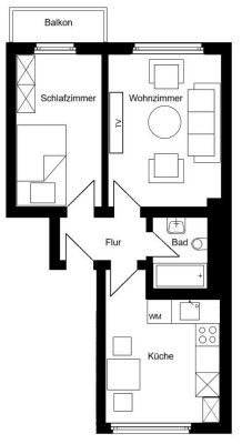 renovierte 2-Zimmerwohnung mit EBK und Balkon zu vermieten!