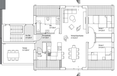3 Zimmer Dachgeschosswohnung mit Dachterrasse in Großenlüder
