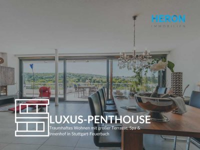LUXUS-PENTHOUSE – Traumhaftes Wohnen mit großer Terrasse, Spa & Innenhof in Stuttgart-Feuerbach